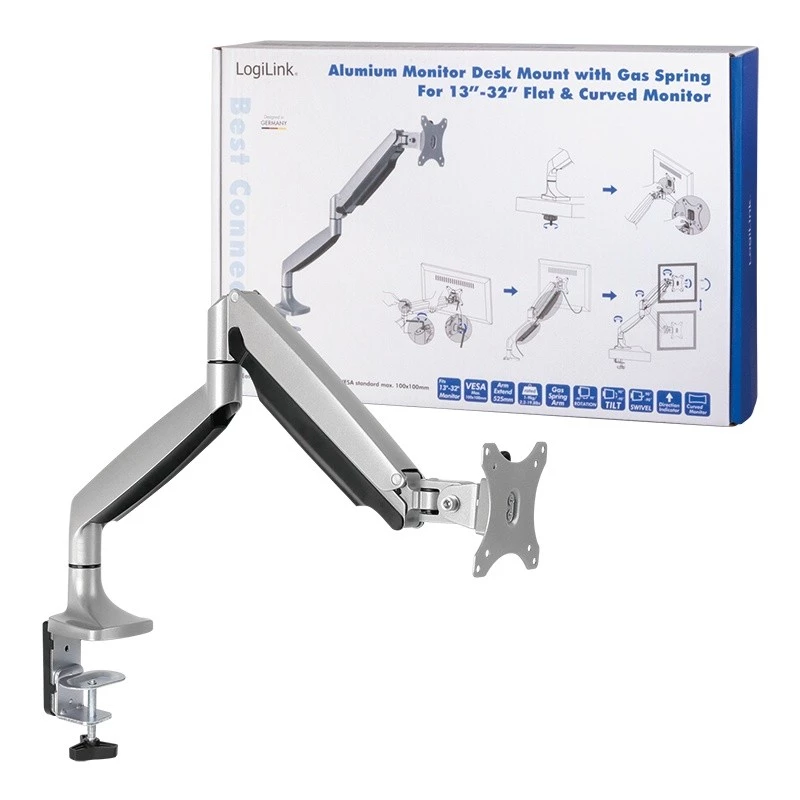 Supporto per monitor LogiLink BP0042 81,3 cm (32 pollici) da scrivania in alluminio