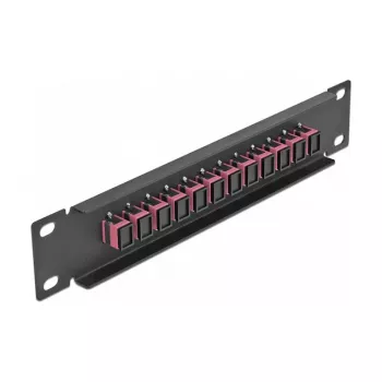Patch panel fibra ottica DeLOCK 10 pollici 12 porte SC simplex viola 1U nero
