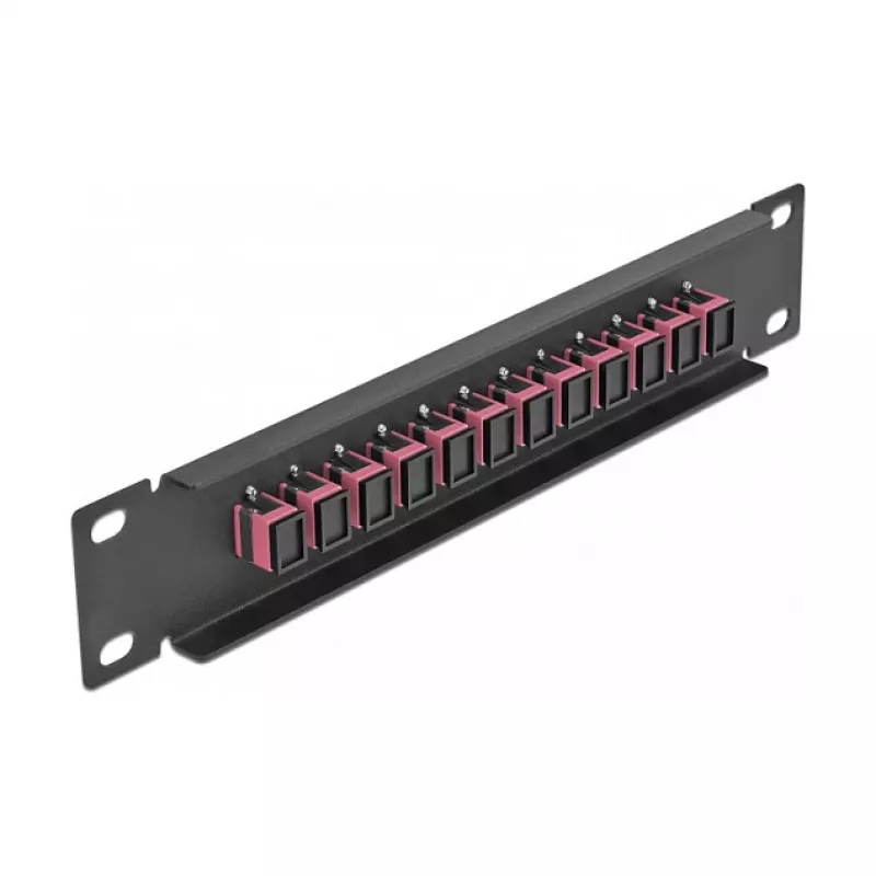 Patch panel fibra ottica DeLOCK 10 pollici 12 porte SC simplex viola 1U nero
