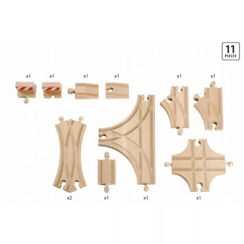 BRIO 33307 set di binari per ferrovia – 11 pezzi in legno per l'espansione