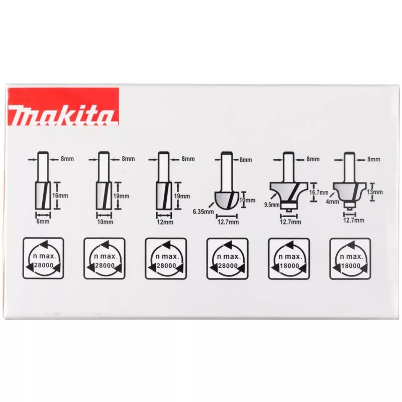 Makita - set di frese - per plastica, legno massello - 6 pezzi (D-53540)