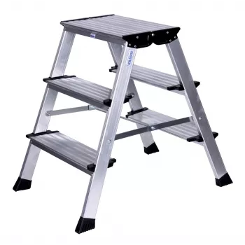 Scaletta Krause 126030 — alluminio 3 gradini, altezza massima 65 cm, 6,1 kg, larghezza 500 mm