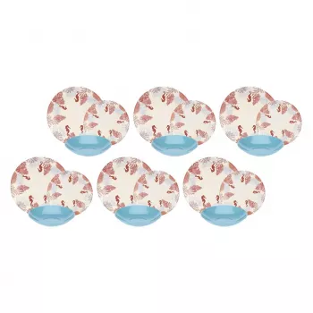Servizio da tavola Rose&Tulipani R18400TA18 per 6 persone, set in porcellana da 18 pezzi