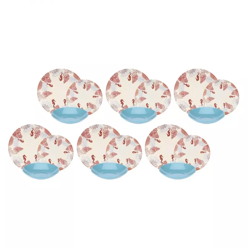 Servizio da tavola Rose&Tulipani R18400TA18 per 6 persone, set in porcellana da 18 pezzi