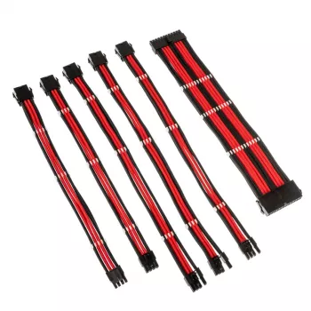 Kit prolunga cavi intrecciati Kolink Core Adept – 20+4pin, 8pin, 4+4pin, 3×6+2pin; lunghezze 300–350 mm; guaina PET; conduttore in rame