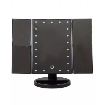 Extralink specchio da trucco, ingrandente, nero, pieghevole, retroilluminato, con base