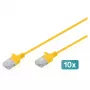 Cavo patch CAT6 U-UTP sottile, DIGITUS DK-1618-005S-Y-10, 0,5 m, giallo, confezione da 10