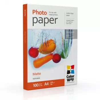 Carta fotografica opaca ColorWay PM220100A4 220 g/m² A4 (210×297 mm) per stampanti a getto d'inchiostro