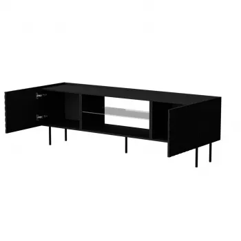 Mobile TV cama meble LUCCA 180x40x59 cm, piano superiore in truciolare nero, struttura nera