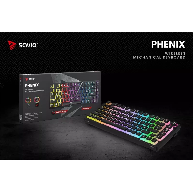 Tastiera gaming Savio SAVGK-PHENIX RED PUDDING meccanica RGB wireless