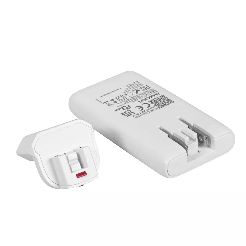 Akyga AK-CH-32 caricabatterie USB-C GaN piatto 65 W, 2 x USB-C PD, bianco