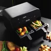 Friggitrice ad aria Petra PT4750BLKVDEEU7, doppia camera, capacità 3,7 L, nero