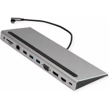 VALUE docking station multiport USB 3.2 Gen 2 Type-C, 4K HDMI/DP, VGA, USB, lettore di schede, PD, LAN, audio (12.99.1117)