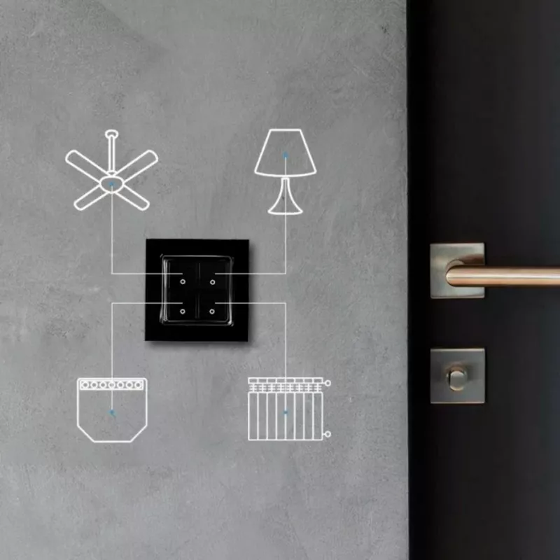 Light Switch Shelly Switch 4 plastica nero
