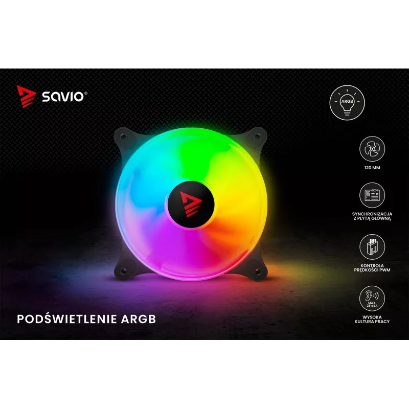 SAVIO Blast ventola per case 120mm ARGB PWM - Nero