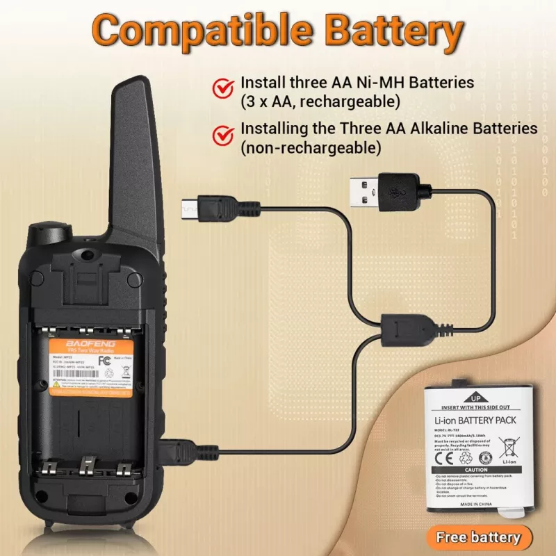 Walkie-talkie Baofeng BF-T25E arancione, 2 pezzi