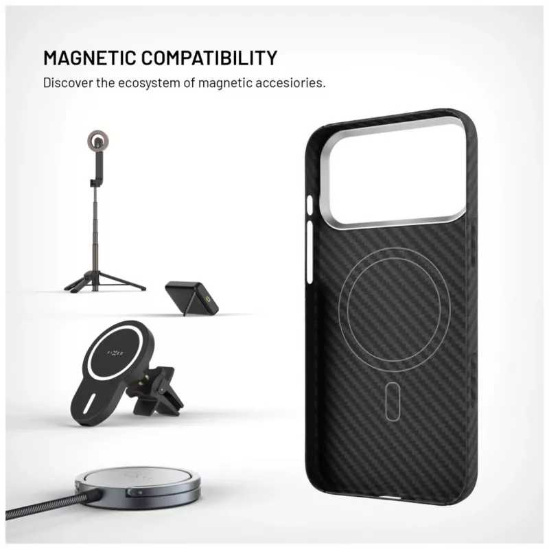 Custodia protettiva FIXED per Apple iPhone 17 Pro Max — fibre aramidiche, nero