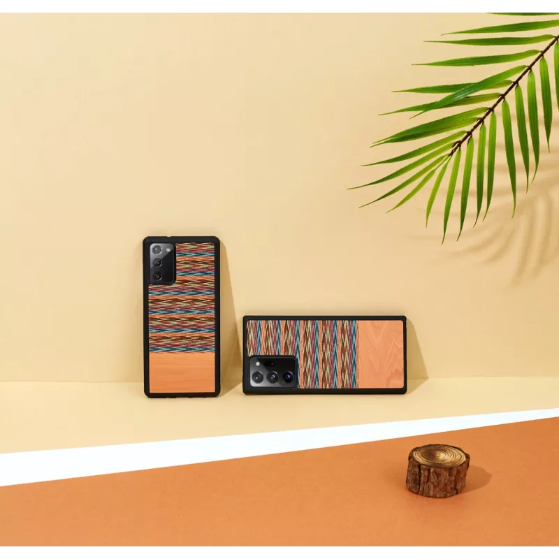 Custodia per smartphone Man and Wood per Samsung Galaxy Note 20 — motivo a quadri marrone, interno nero