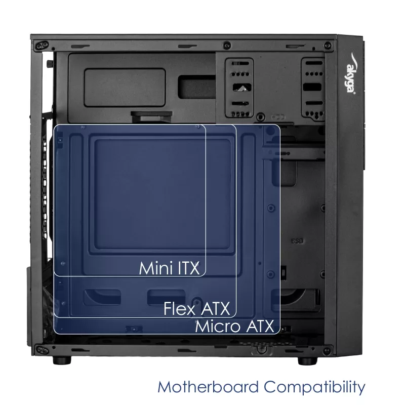 Akyga AK19BK case per PC micro-tower, Micro-ATX / Mini-ITX, USB-C + USB 3.0 + 2x USB 2.0, senza alimentatore, nero