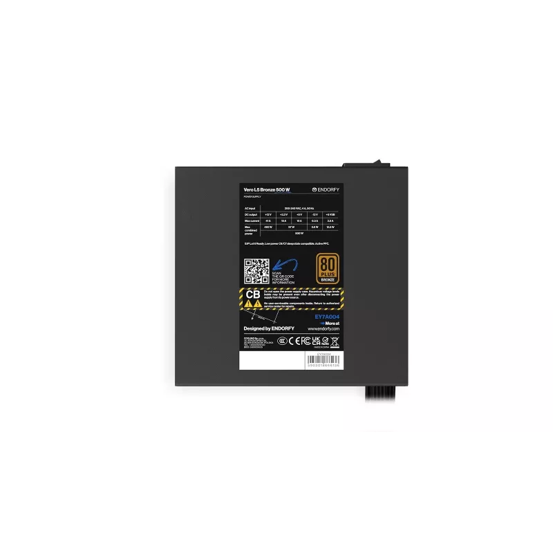 Alimentatore ENDORFY Vero L5 500 W ATX, 80 PLUS Bronze, 24 pin, ventola da 120 mm, non modulare