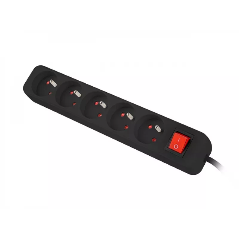 Lanberg Ciabatta elettrica, 5X prese francesi con interruttore, rame di qualità, 1,5 m | PS1-05E-0150-BK