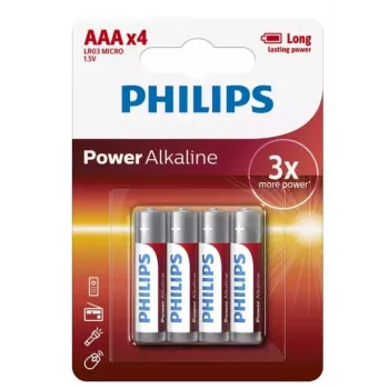 Batterie Philips Power Alkaline AAA, confezione da 4