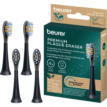 Testine spazzolino Beurer SC Premium Plaque Eraser Green Planet, nere, confezione da 4