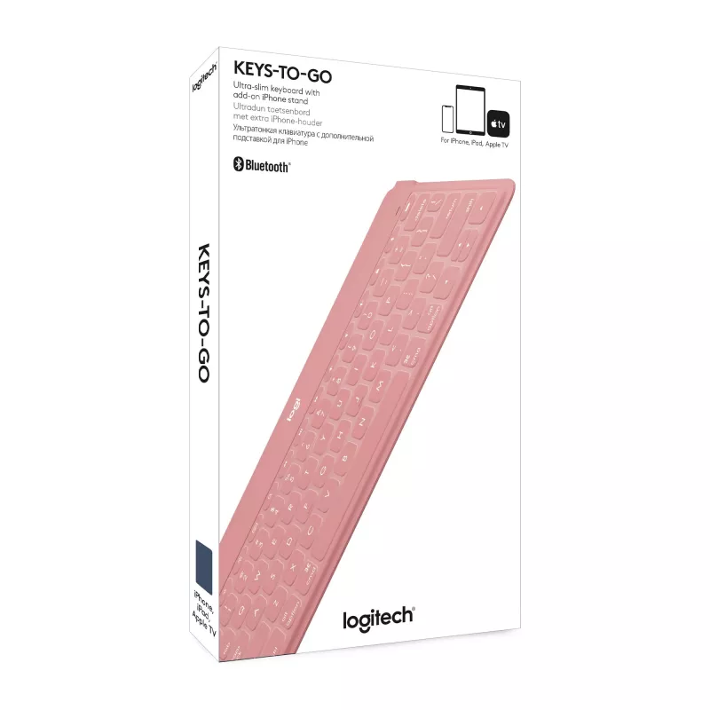 Logitech Keys-To-Go - tastiera - Bluetooth - QWERTY - spagnolo - blush pink - per Apple iPad/iPhone/TV