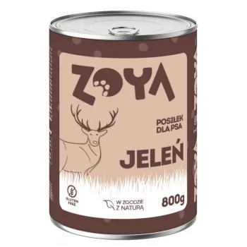 ZOYA cervo Cibo umido per cani 800 g in scatola — alimento completo per cani adulti con cervo, 11,4% proteine, 7,2% grassi, 75% umidità