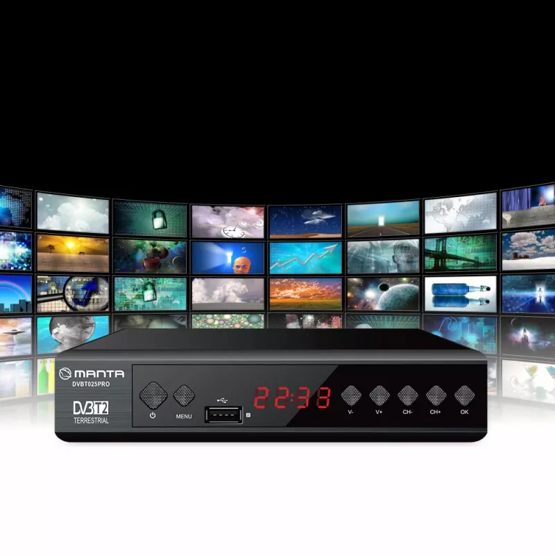 Ricevitore TV digitale MANTA DVBT025PRO supporto DVB-T2 Full HD registrazione USB