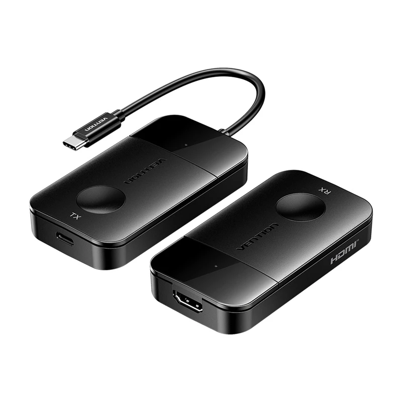 Trasmettitore/ricevitore wireless USB-C a HDMI Vention ADOBB — 4K@30Hz, 1×HDMI, cavo USB-C 1 m, nero