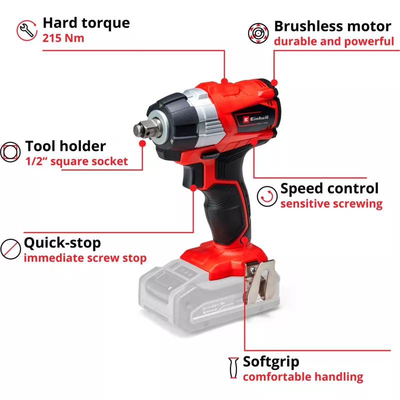 Avvitatore a impulsi Einhell TE-CW 18Li 1/2 pollice 2900 giri/min 215 N⋅m