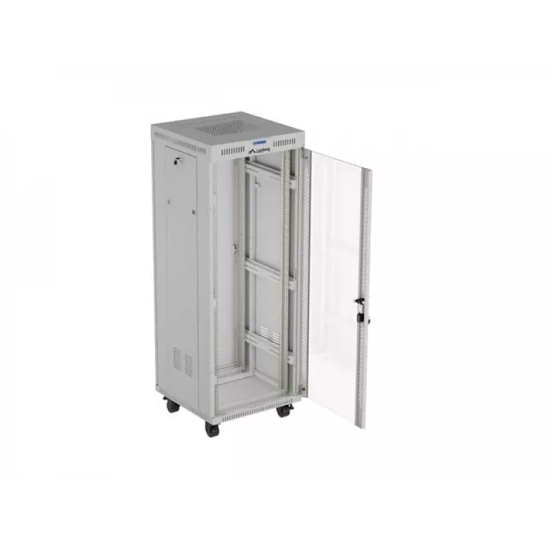 Armadio rack a pavimento LANBERG 19 pollici 32U 600×600 mm grigio con porte perforate e LCD (flat pack)