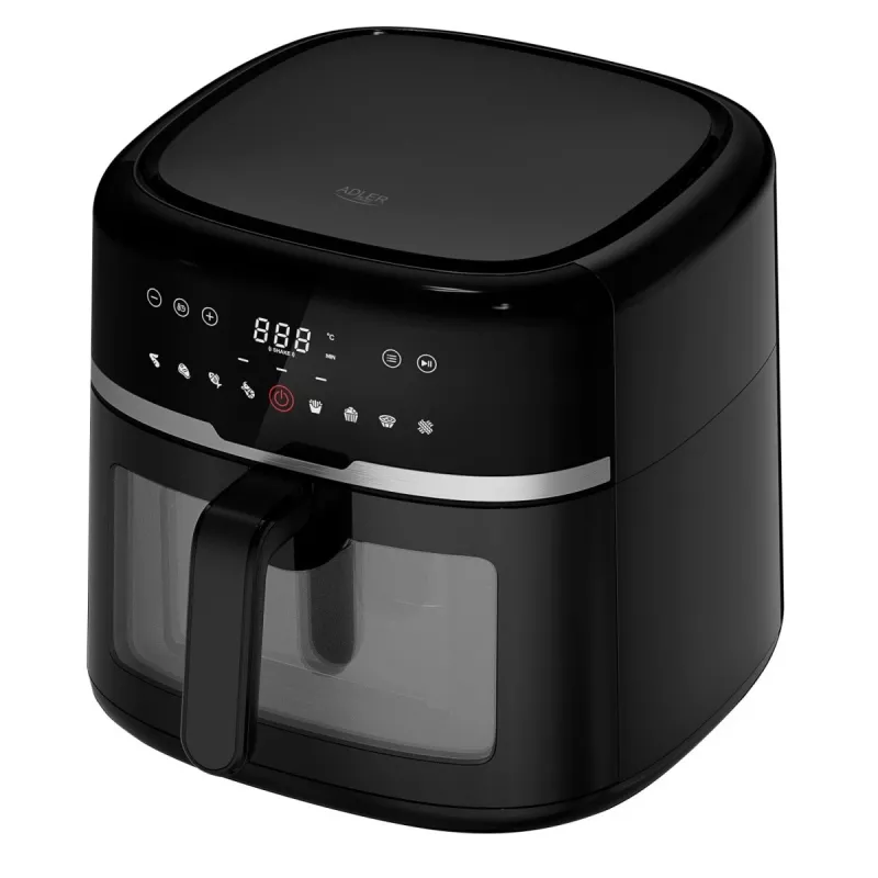 Adler AD 6318 friggitrice ad aria, 8 l, 2500 W, display LCD, 9 programmi, nera