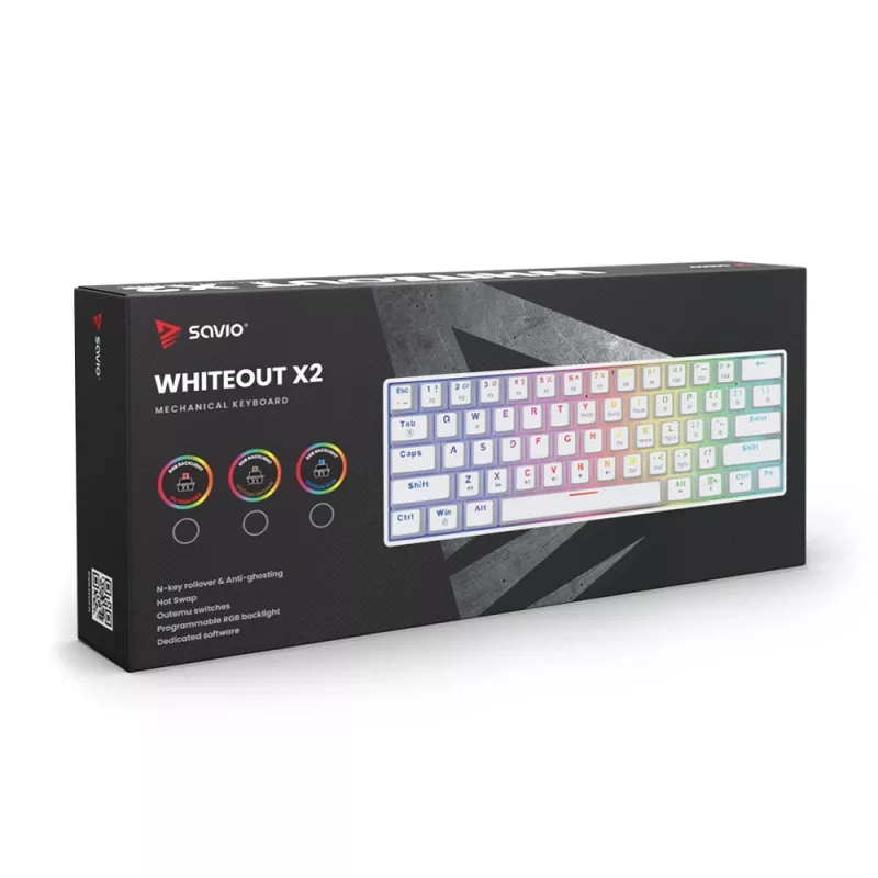 Tastiera meccanica Whiteout X2, Blue Outemu, Hot Swap Savio Savgk-white