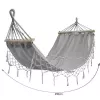 Amaca Black Forest, grigia con frange, singola 200x100 cm con supporto