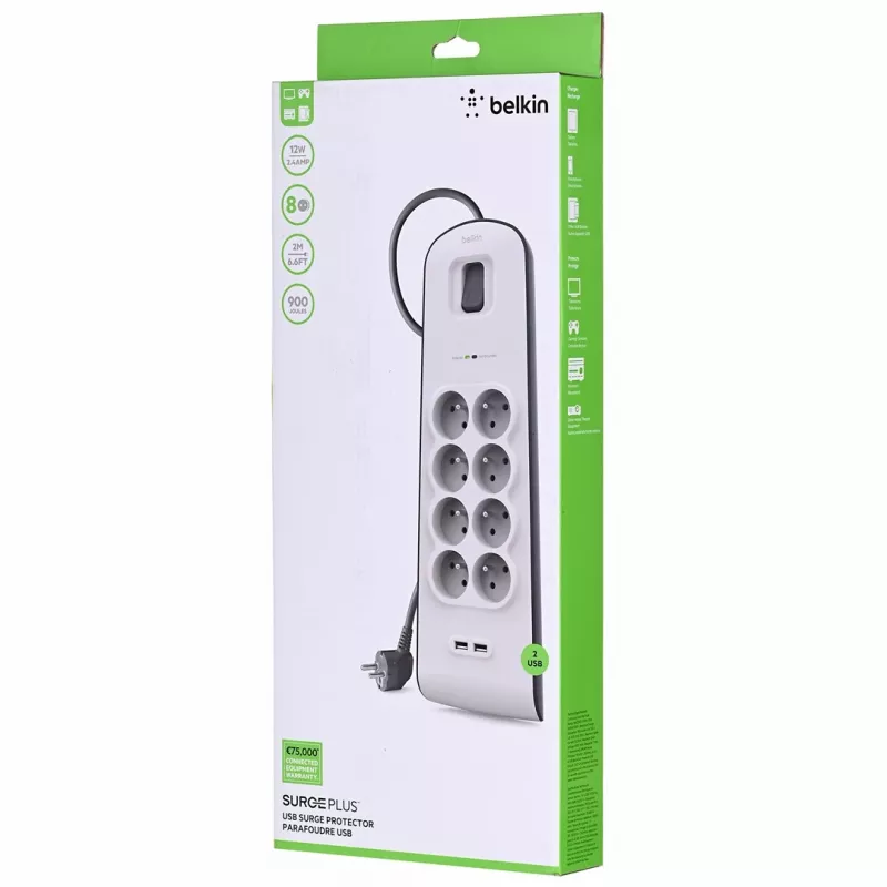 Protezione da sovratensione Belkin BSV804ca2M bianco 8 prese AC 2 m