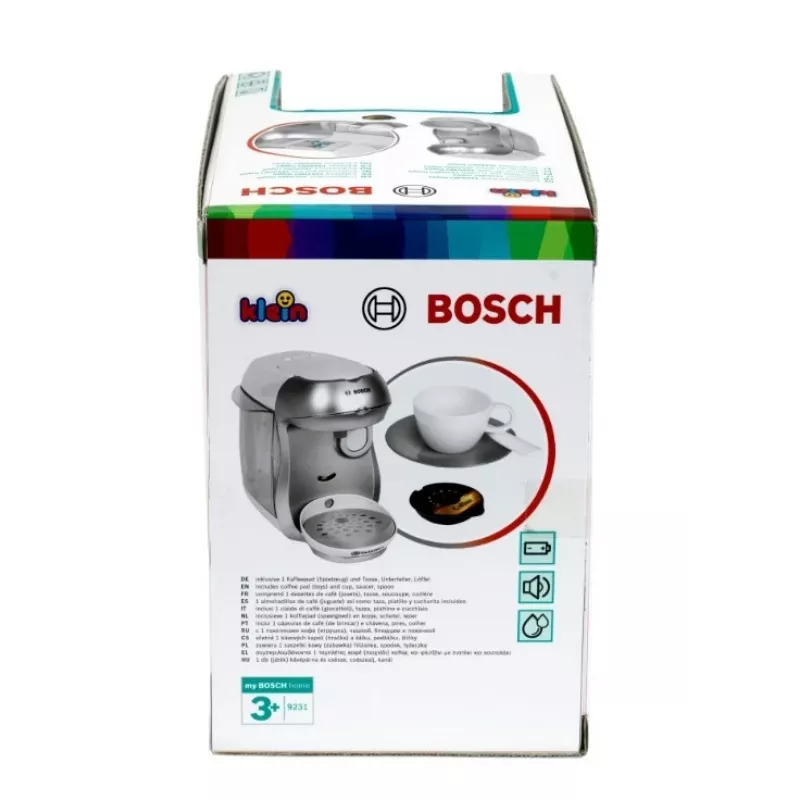 Macchina per caffè giocattolo KLEIN Bosch Tassimo 9231 – macchina per caffè giocattolo, argento, gioco di ruolo per bambini