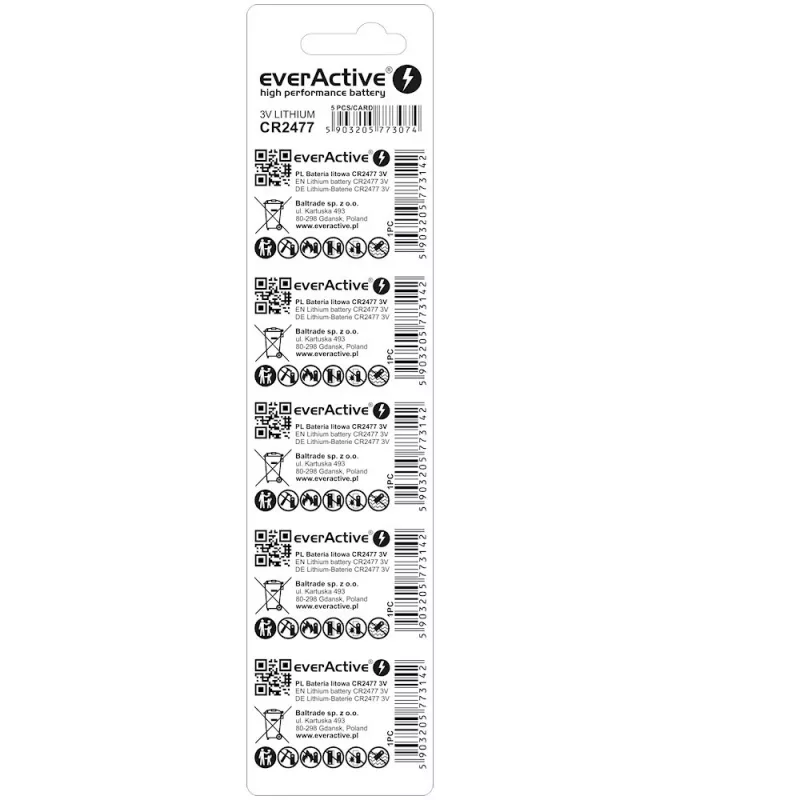 Batteria al litio everActive CR2477 - Blister 5 pz.