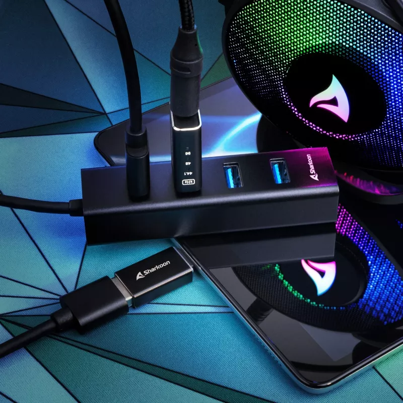 Sharkoon Hub interfacce USB 3.2 Gen 1 (3.1 Gen 1) Type-C 5000 Mbit/s nero
