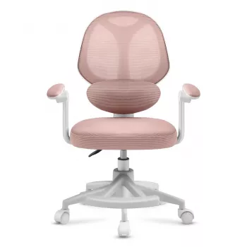 Sedia girevole per bambini mark adler Junior 4.5 rosa — schienale in rete, seduta in schiuma, regolabile in altezza 40–50 cm, braccioli, supporto lombare, rotelle (confezione aperta)