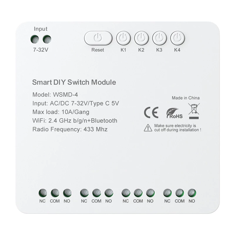 Modulo interruttore smart Avatto DIY WSMD-4 32V — modulo di controllo a 4 canali 32V per progetti DIY