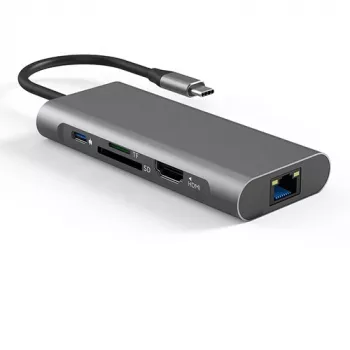 Adattatore USB-C – 2 x USB 3.0, 1x USB 2.0, 1x Type-C (PD), HDMI, SD, RJ45