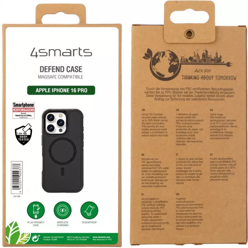 Cover 4smarts 541180 per iPhone 16 Pro 16 cm nero