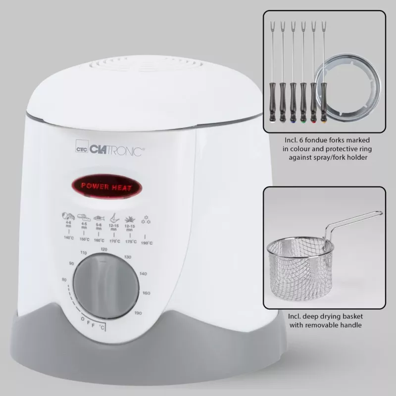 Friggitrice Clatronic FFR 2916 Single 1 L a sé stante 900 W grigio, bianco