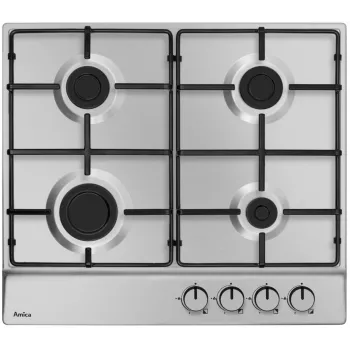 Piano cottura da incasso Amica PGA6100BpR, 4 bruciatori a gas, controllo meccanico, acciaio inox