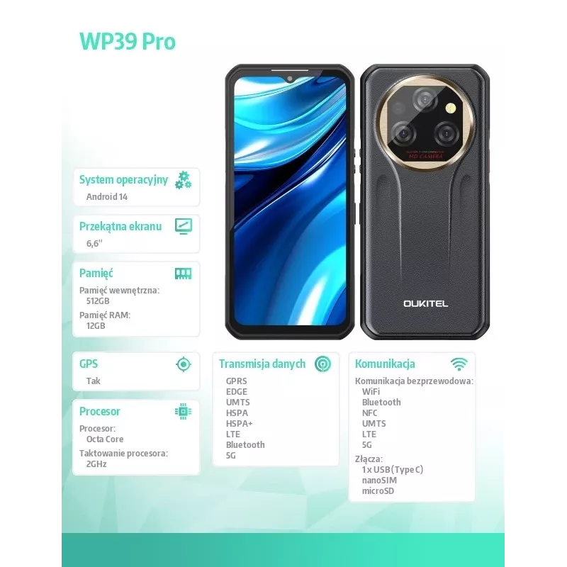 Smartphone Oukitel WP39 Pro 12/512 11000mAh Oro