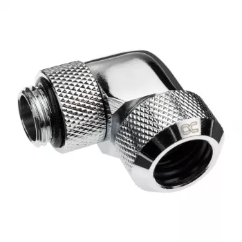 Raccordo a compressione Alphacool Eiszapfen 13mm HardTube 90° girevole G1/4 - raccordo a gomito per impianti di raffreddamento a liquido - cromo