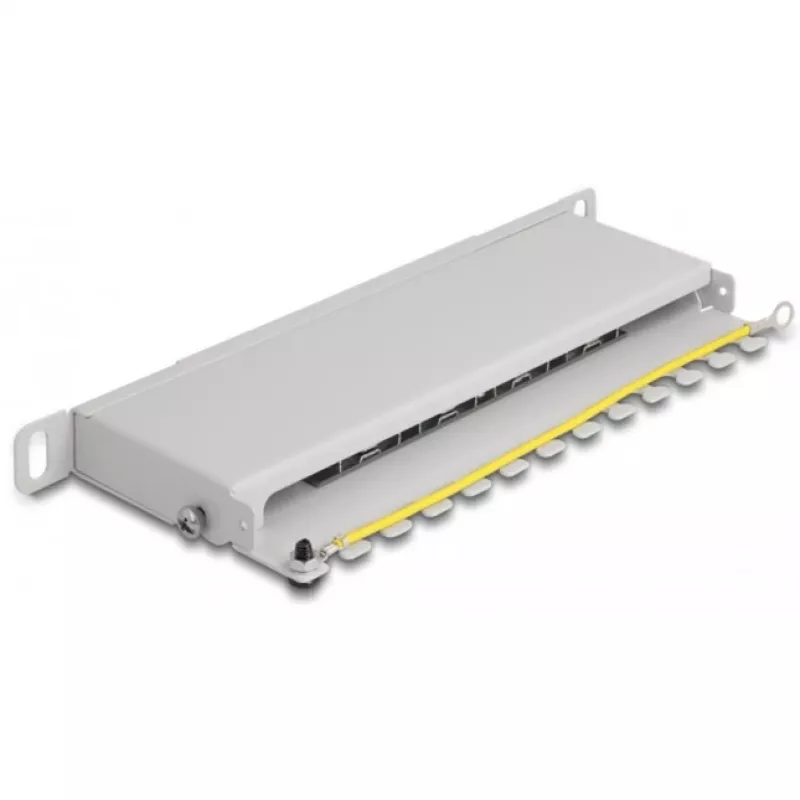 DeLOCK patch panel 10 pollici, 8 porte, Cat.6A, 0,5HE, grigio, metallo
