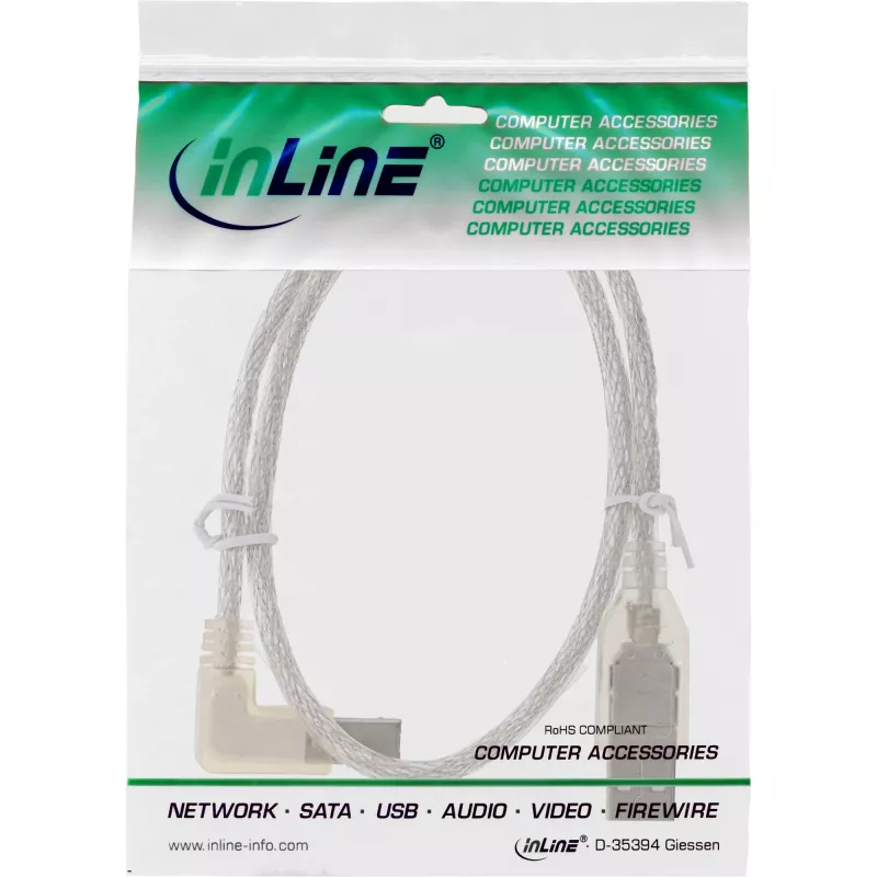 Cavo Microconnect USBAB5ANGLED-L USB 2.0 5 m USB A USB B bianco
